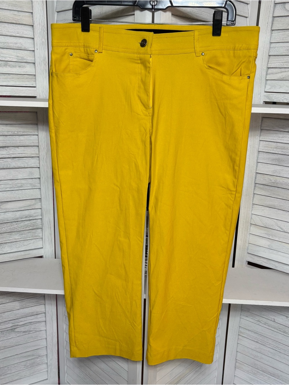 89th + Madison Yellow Ankle Pants Size 14 Stretch Straight Leg